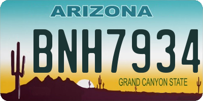 AZ license plate BNH7934