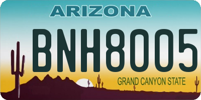 AZ license plate BNH8005