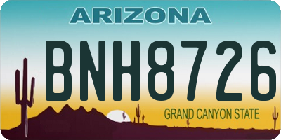 AZ license plate BNH8726
