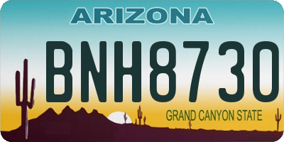 AZ license plate BNH8730