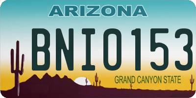 AZ license plate BNI0153