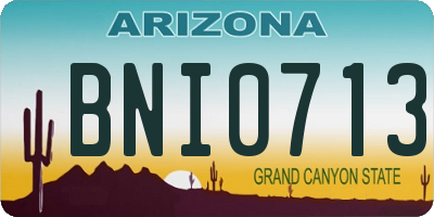 AZ license plate BNI0713