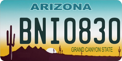 AZ license plate BNI0830