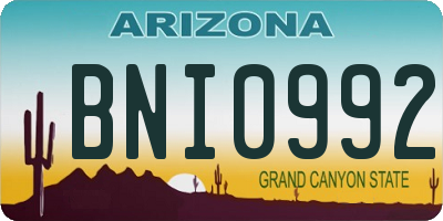 AZ license plate BNI0992