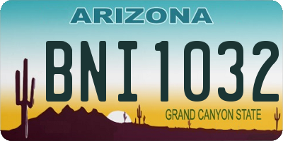 AZ license plate BNI1032