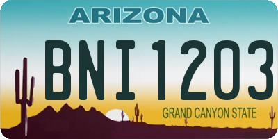 AZ license plate BNI1203