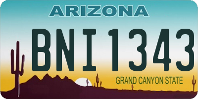 AZ license plate BNI1343