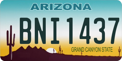 AZ license plate BNI1437
