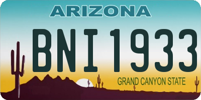 AZ license plate BNI1933