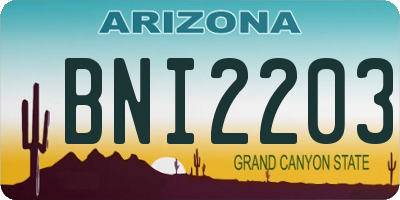 AZ license plate BNI2203