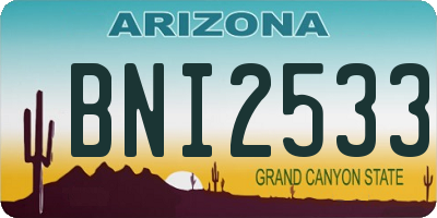 AZ license plate BNI2533