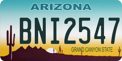 AZ license plate BNI2547