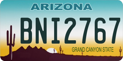 AZ license plate BNI2767
