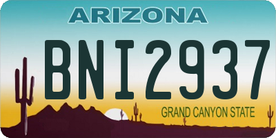 AZ license plate BNI2937
