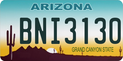 AZ license plate BNI3130