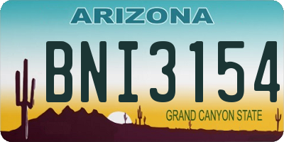 AZ license plate BNI3154
