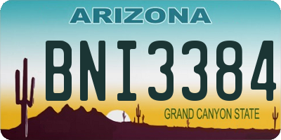 AZ license plate BNI3384