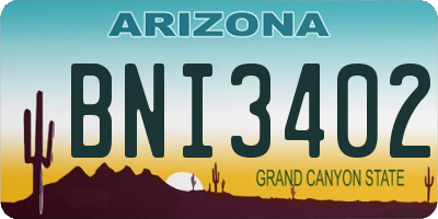 AZ license plate BNI3402