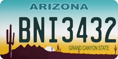 AZ license plate BNI3432