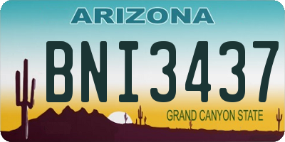 AZ license plate BNI3437