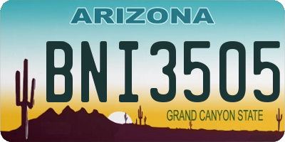 AZ license plate BNI3505