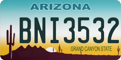 AZ license plate BNI3532