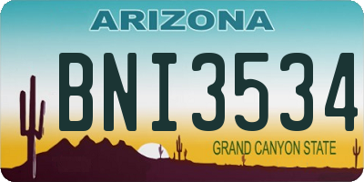 AZ license plate BNI3534