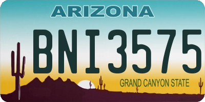 AZ license plate BNI3575