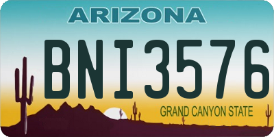 AZ license plate BNI3576
