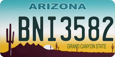 AZ license plate BNI3582