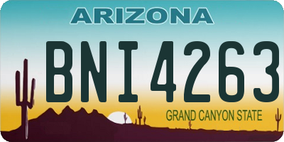AZ license plate BNI4263