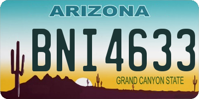 AZ license plate BNI4633