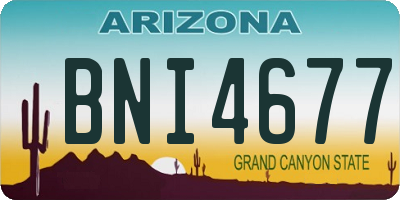 AZ license plate BNI4677