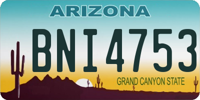 AZ license plate BNI4753