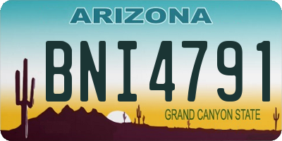 AZ license plate BNI4791