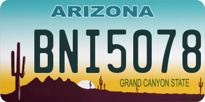 AZ license plate BNI5078