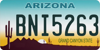 AZ license plate BNI5263