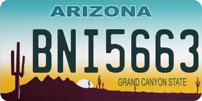 AZ license plate BNI5663