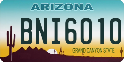 AZ license plate BNI6010