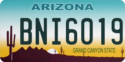 AZ license plate BNI6019