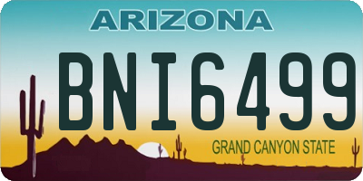 AZ license plate BNI6499