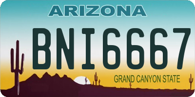 AZ license plate BNI6667