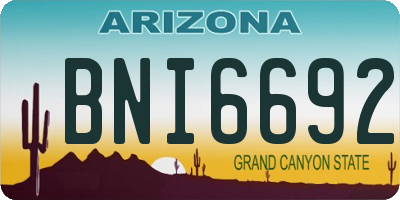 AZ license plate BNI6692