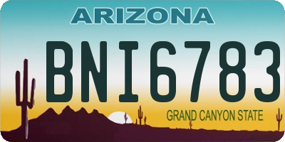 AZ license plate BNI6783