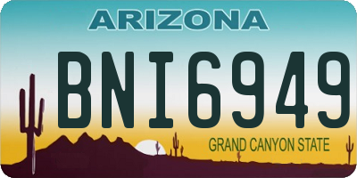 AZ license plate BNI6949