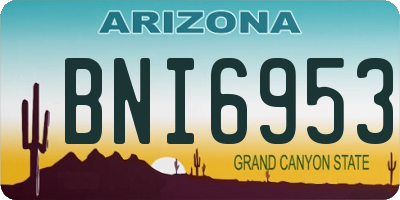 AZ license plate BNI6953