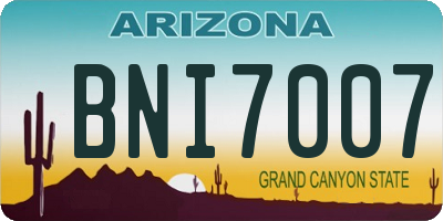 AZ license plate BNI7007