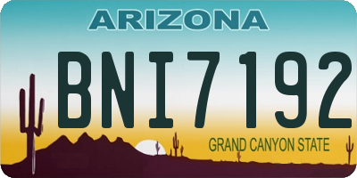 AZ license plate BNI7192