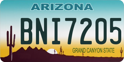 AZ license plate BNI7205