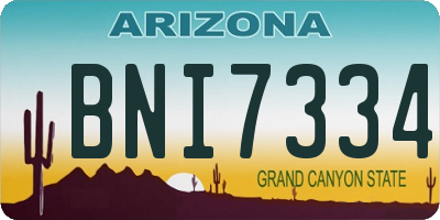 AZ license plate BNI7334